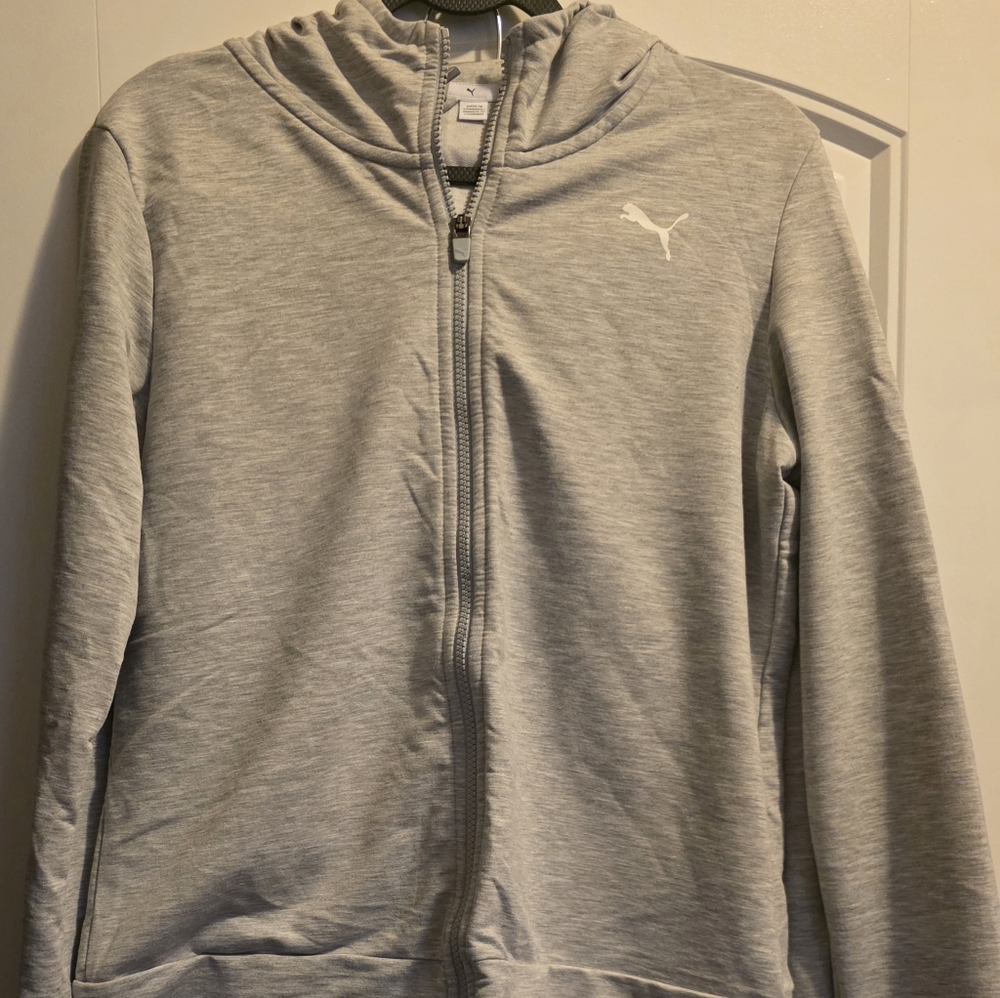 Puma Women's Light Gray Hoodie And Joggers Set